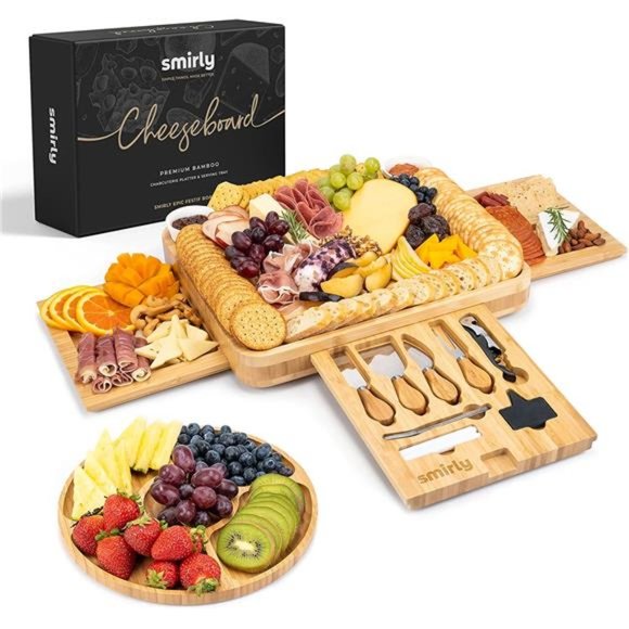 Charcuterie Boards Gift Set:Large Charcuterie Board Set, Bamboo Cheese Board Set - Picture 1 of 6